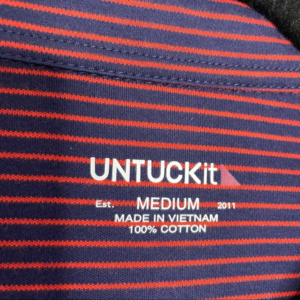 UNTUCKit Axios Burgundy Striped Polo Shirt Short Sleeve Medium Casual - Picture 6 of 8